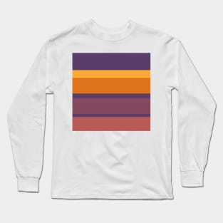 A smart brew of Old Heliotrope, Deep Ruby, Giant'S Club, Cocoa Brown and Yellow Orange stripes. Long Sleeve T-Shirt